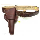 Hunter leather holster with leather cartridge