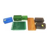 Lot, 5 assorted empty plastic ammo cases and 2