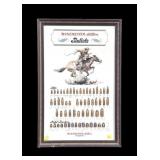 Winchester tin sign bullet board, framed,
