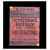 NYS Conservation Seed Stock Refuge tin sign,
