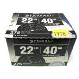 Box of .22 LR. Federal cartridges, 275 Rds.