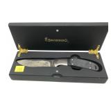 Browning NWTF Model 052 hunting knife in wooden