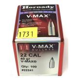 Box of .22 Cal. - 40 Gr. V-Max Hornady Bullets -