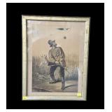 Pair of vintage framed hunting colored lithos,
