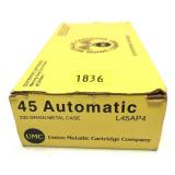 Box of .45 Auto - 230 Gr. MC UMC Cartridges-
