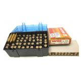 Lot, 6.5x55 brass in Plano plastic ammo case,