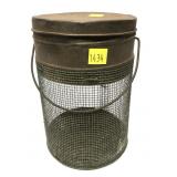 Vintage metal bait bucket