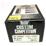 Box of .22 Cal. (.224") 69-grain HPBT Nosler