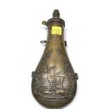 Decorative brass powder flask