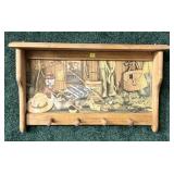 Wall hanging shelf with pegs, 23" W x 13 1/2" H