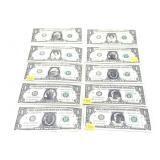 Lot: 10- Custom Football Legends Dollar Bills