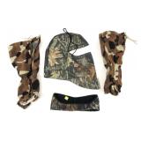 Lot: Camo facemask/hood, camo fleece boot covers