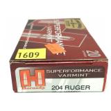 Box of .204 Ruger 32-grain V-Max Hornady