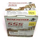 Box of .22 LR. HP Winchester cartridges, 555 Rds.