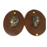 Pair of vintage plaques with metal profiles of