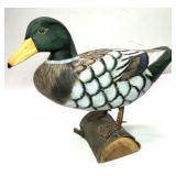Mallard Duck wooden carved duck decoy, standing