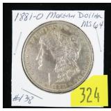 1881-O Morgan dollar, BU