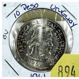 1961 Uruguay 10 peso