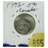 1872 Canadian 5-cent silver