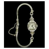 14K White gold Bulova ladies diamond wrist watch