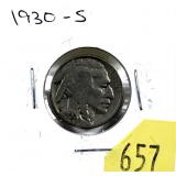 1930-S Buffalo nickel