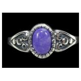 Sterling silver dentil set sugalite ring, size 7