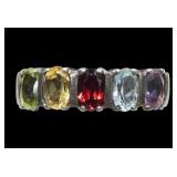 Sterling silver oval cut peridot, citrine, garnet,