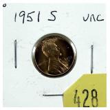 1951-S Lincoln cent