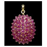 10K Yellow gold oval and round cut natural ruby