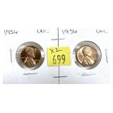 x2- 1956 Lincoln cents, Unc. -x2 cents -Sold by