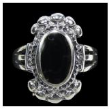 Sterling silver bezel set obsidian ring, size 9