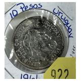 1961 Uruguay 10 pesos