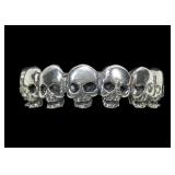Sterling silver skulls band ring, new, size 11