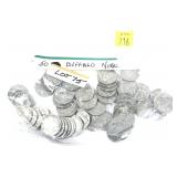 x50- Buffalo nickels, mixed dates -x50 nickels -