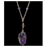 10K Rose gold vintage 16" lavalier style carved