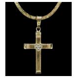 14K Yellow gold cross with diamond accent and