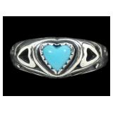 Sterling silver dentil set heart shape turquoise