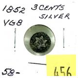 1852 3-cent silver piece