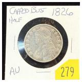 1826 Capped Bust half dollar, AU