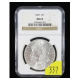 1887 Morgan dollar NGC slab certified MS-63