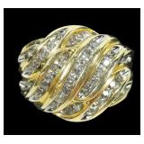 10K Yellow gold diamond domed cocktail ring,