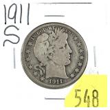 1911-S Barber half dollar