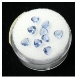 Lot, heart shape cut tanzanites (?), 9 pcs.,