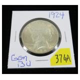 1924 Peace dollar, gem BU