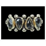 Sterling silver dentil set pear shape faceted