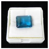 Emerald cut blue tourmaline, 12 x 10mm,