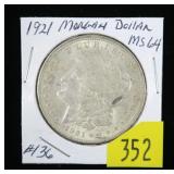 1921 Morgan dollar, BU