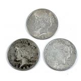 x3- Peace dollars, mixed dates -x3 dollars -Sold