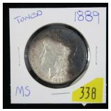 1889 Morgan dollar, toned, MS