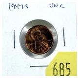 1947-S Lincoln cent, Unc.